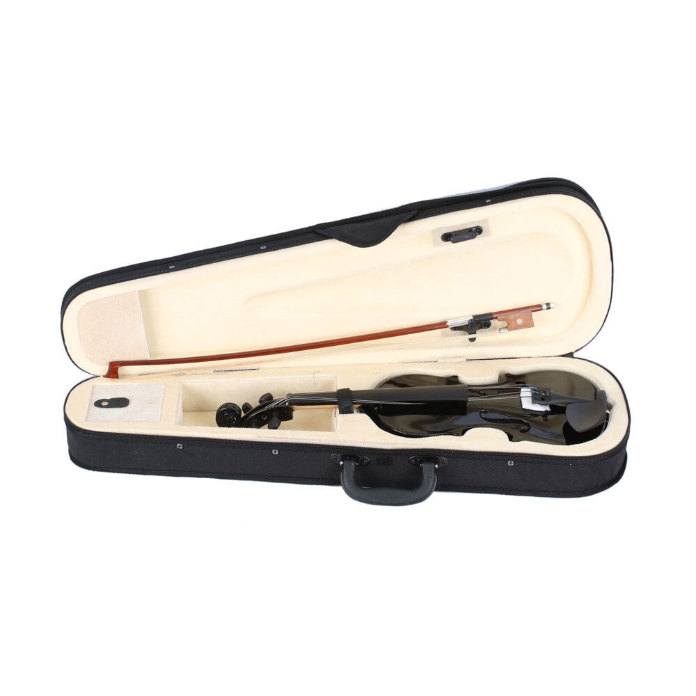 1/4 Acoustic Violin Kit Wood Violin with Case Bow Rosin for Kids Beginner, Black