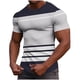 thumbnail image 2 of Ceisia Men's Summer Casual Slim Fit Crew Neck Short Sleeve T-Shirt Multi-Color Striped Waffle Knit Stretch Fabric Gray S Gifts, 2 of 7