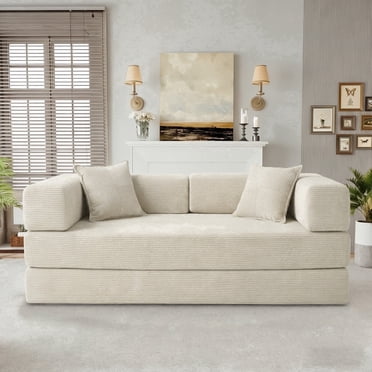 5-in-1 Folding Convertible Sofa Bed,78 Inch Oversized Corduroy Upholstered Boneless Couch, Love seat Sleeper With Pull Out Bed, Floor Sofa Modular Futon Couch For Small Apartment,Living Room Bedroom