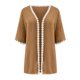 thumbnail image 4 of Puntoco Cárdigan De Mujer Abrigo Otoño Encaje Verano Color Sólido Manga Media top Caqui Xl, Regalo Para Mujer, 4 of 5