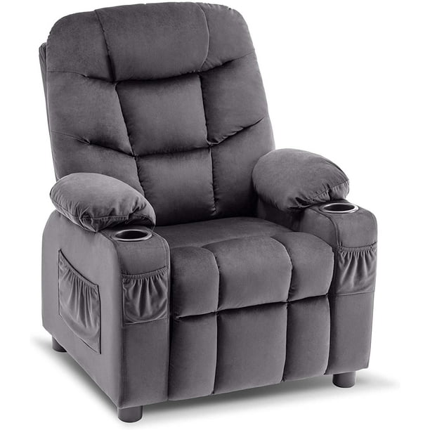 Mcombo Big Kids Recliner Chair With Cup Holders For Boys And Girls Room 2 Side Pockets 3 Age Group Velvet Fabric 7355 Com Mcombo Big Kids Recliner Chair With Cup, Minnie Mouse Recliner Chair With Cup Holder