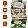 thumbnail image 7 of Happy Easter Round Tablecloth, Fitted Table Cover with Elastic for 36"-44" Round Tables, Spring Easter Eggs Bunny Floral Teal Wood Table Cloth Outdoor Indoor Dinning Party Waterproof Tablecloths, 7 of 7