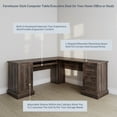 thumbnail image 4 of BELLEZE Modern Corner L-Shaped Home Office Computer Laptop Desk or Writing Study Workstation with Keyboard Tray, Two Drawers and Cabinet - Barlow (Dark Walnut), 4 of 7