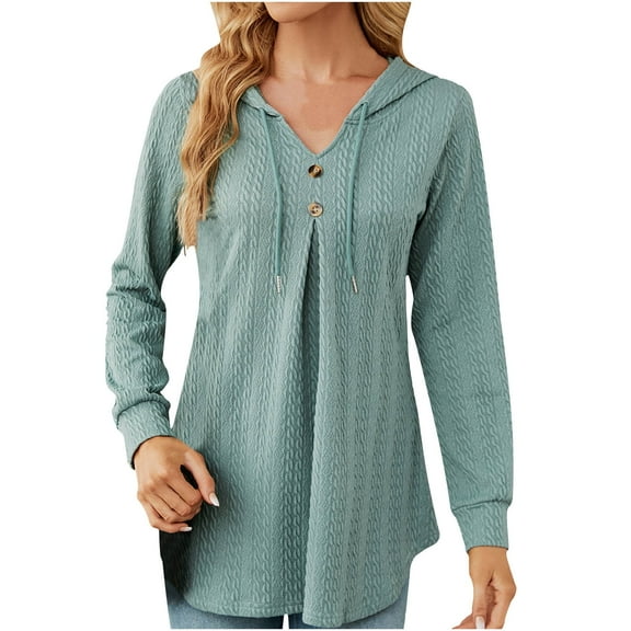 Xcmzpl Womens Hoodies Loose Fit Solid Color Hooded Sweatshirt Lightweight Sweater Tops Cotton Long Sleeve Shirts Fall Fashion