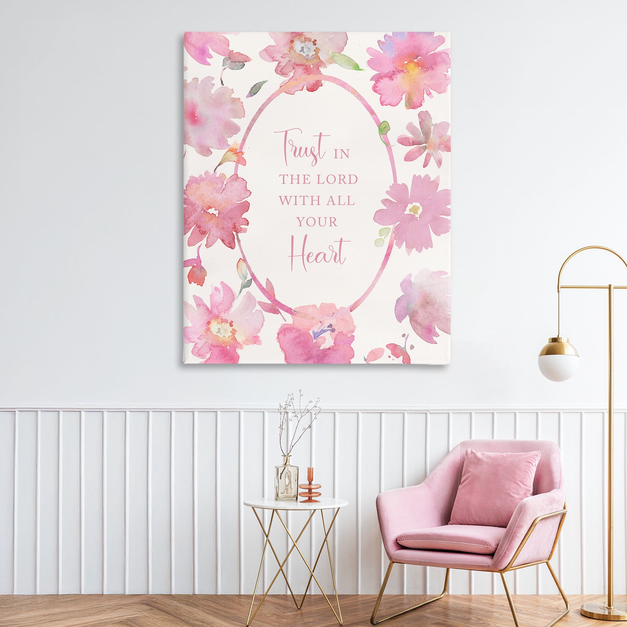 Stupell Industries Trust In The Lord Pink Blooms Canvas Wall Art, design by Theresa Heidel