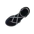 thumbnail image 3 of Women's Rhinestone Flat Sandals, Wide Width Crisscross Summer Sandals for Women, Elastic Back Strap Walking Shoes, Non-Slip Beach Flip Flops, 3 of 9