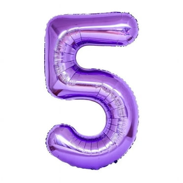 Number Five Balloon Purple Number 5 Balloon 32" Large Party Supply