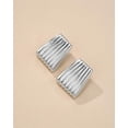 thumbnail image 3 of SNGIA Ribbed Rectangle Stud Earrings for Women, Chunky Vintage Statement, Silver Tone, 3 of 6