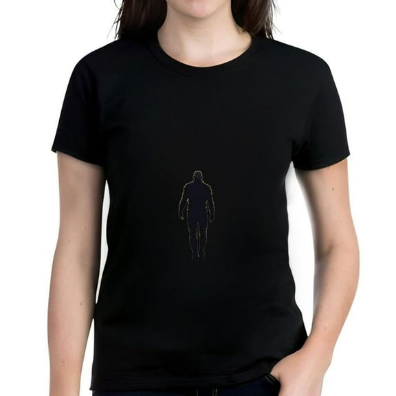 Minimalistic Women's Cotton Short Sleeve T-Shirt with Glowing Golden - Yellow Design