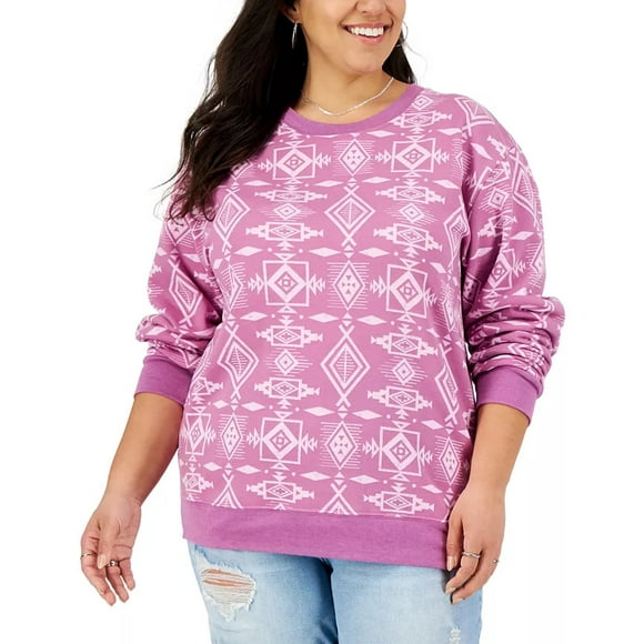 Mighty Fine Trendy Plus Size Printed Sweatshirt, Pink, 3X