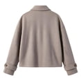 thumbnail image 4 of Trikvn Womens Short Wool Blend Jacket Lapel Collar Button up Cropped Coat Long Sleeve Casual Fleece Outerwear for Fall Winter Daily Business Casual, 4 of 6