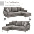 thumbnail image 3 of 84" Convertible Sectional Sofa, Modern Chenille Upholstered L-Shaped Sofa Couch with Reversible Chaise Lounge and 2 Pillows, Accent Sofa for Living Room, Apartment, Gray, 3 of 7