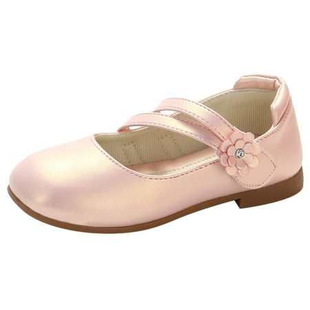 

Toddler Baby Girls Small Leather Shoes Cute Soft Sole Single Shoes Fashion Flower Pearlescent Color Closed Toe Flat Princess Leather Shoes