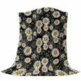 thumbnail image 6 of White Daisies Blanket Soft Cozy Warm Twin Blanket for Bed, Plush Fuzzy Flannel Fleece Blankets for Sofa, Black Botanical Floral Flowers Leaves Throw Blankets for Couch, Gifts for Men, 60"x80", 6 of 9