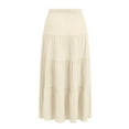 thumbnail image 5 of Jkety Skirts for Women Trendy Women's Casual High Waist Solid/Tie Dye Fold Over Flowy Long Maxi Skirt(Beige,2XL), 5 of 6