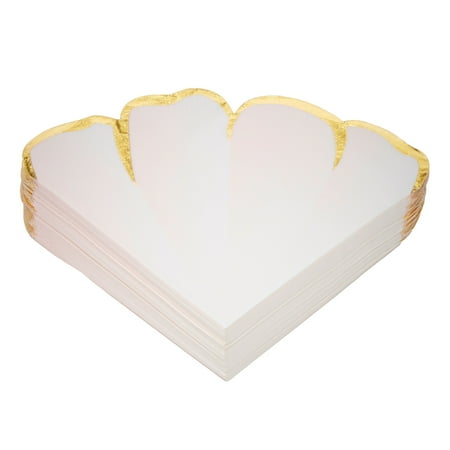 BLUE PANDA 50 Pack Pink & Gold Petal Floral Paper Napkins, 6.25x6 Inches, Scalloped Napkins for Birthday, Wedding, Bridal Shower, Tea Party & More