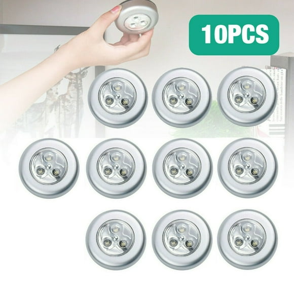 10 Pack LED Battery-Powered Wireless Night Light Stick Tap Touch Lamp Stick-on Push Light for Closets Cabinets Counters or Utility Rooms Cordless Touch Light Batteris Not Included