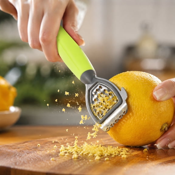 3 In 1 Lemon Zester Grater, Stainless Steel Citrus Zester Tool with Channel Knife & Lime Squeezer End, Ergonomic Handle Citrus Peeler for Lemon Orange Lime Citrus Fruit