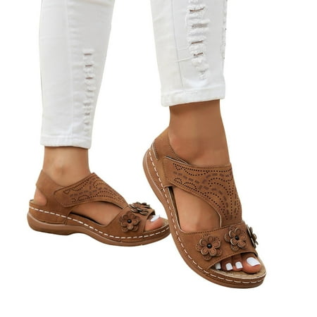 

Juebong Sandals Clearance for Womens Wedge Sandals Open Toe Summer Orthopedic Sandal Beach Bohemia Comfortable Platform Outdoor Flats Shoes