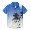 thumbnail image 3 of Mens Hawaiian Shirt Tropical Short Sleeve Button Down Shirts Summer Beach Lightweight Top Blue XL, 3 of 5