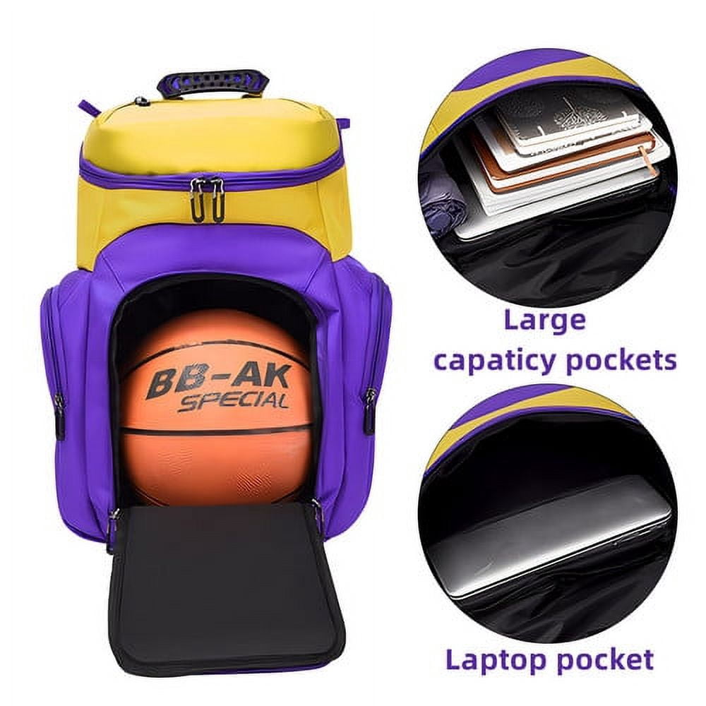 Sports Bag for Basketball, Soccer & More Basketball Backpack with Ball Holder & Shoes Compartment