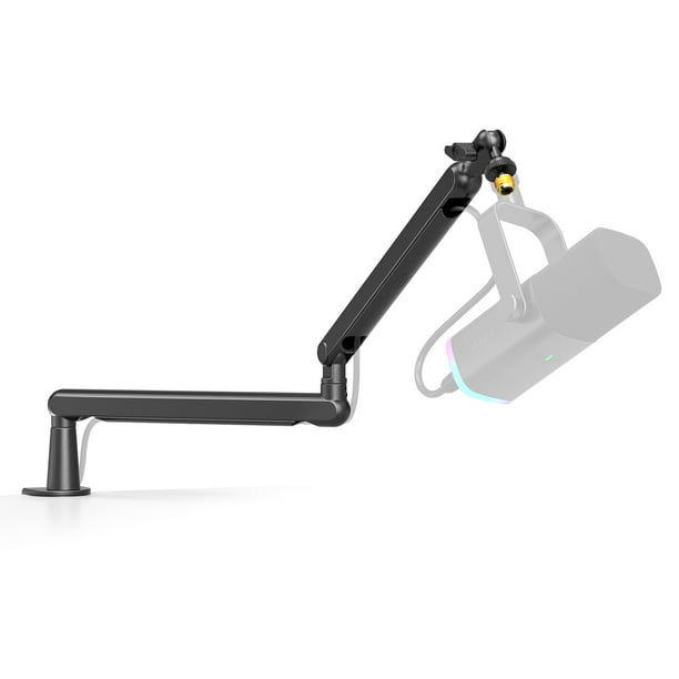 FIFINE Brazo de micrófono, soporte de brazo de micrófono ajustable de perfil bajo con abrazadera de montaje en escritorio, adaptador de tornillo, gestión de cables, para Podcast Streaming Gaming Studi