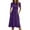 Purple, variant on Women Crew Neck Buttons Decorated Pocket Knitted Midi Dress