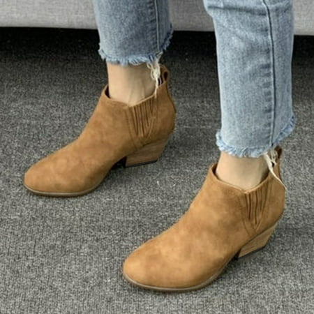 

ZMHEGW Boots For Women Ladies Thick Heel Booties Non Slip Soft Sole Breathable Short Boots Shoes
