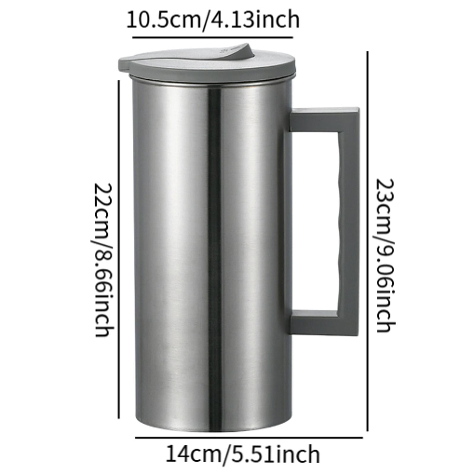 Fancyes Stainless Steel Pitcher Carafe 1800 ml Household Tea Kettle Metal Pitcher Water Jug for Gatherings Juice Milk Grey