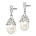 thumbnail image 2 of FB Jewels Cheryl M Sterling Silver CZ FW Cultured Pearl Post Dangle Earrings, 2 of 3