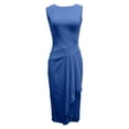 thumbnail image 4 of BUWTTER Dresses for Women Summer Casual Sleeveless with Asymmetric Waist Elegant Daily Wear Tunic Ruffle Midi Blue Dress L, 4 of 5