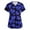 Blue #019, variant on Valentine Day Scrub Tops for Woman Love Heart Print Quick Dry Short Sleeve Cute Scrubs V Neck Nursing Plus Size Scrub Tops with Pockets Purple Pink 3XL