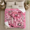thumbnail image 5 of Pink Cowboy Boot Disco Ball autumn celebration, Playful Rustic Scene, Warm Flannel Blanket for Ranch House and Living Room, Animal Lovers Valentine's Day Gift, Rustic Home Decor, 5 of 9