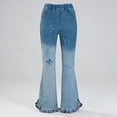 thumbnail image 2 of Weebloom Toddler Girls Flared Jeans Stretch Flare Jeans High Waist Bootcut Pants Teenagers Juniors With Ankle Drag Streetwear Denim Pants 7-8 Years, 2 of 8