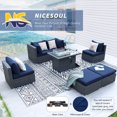 thumbnail image 4 of RADIATA 7 Pcs Outdoor Sofa and Fire Pit Table Wicker Sets Dark Gray/Navy, 4 of 9