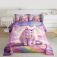 thumbnail image 2 of Homewish Pet Cat Kitten Queen Comforter Set,Bohemain Print Bedding Sets,Colorful Rainbow Pattern Bedding Comforter Set For Girl,Microfiber Bedroom Decor Reversible,3 Pieces, 2 of 8