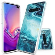 Samsung Galaxy S10 Case, KAESAR Graphic Pattern Designed Ultra Thin Slim Crystal Clear Transparent Soft TPU Cover Case for Samsung Galaxy S10 (Blue Squartz Marble)