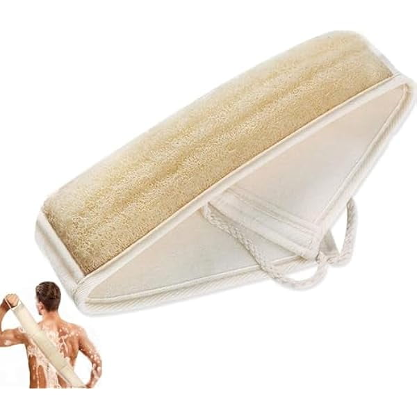 wonima11 Natural Loofah Exfoliating Back Scrubber for Shower Set (40 inch), Loofah for Men Women Sponge Pads & Body Sponge Scrubber, Deep Clean & Invigorate Your Skin, Beige