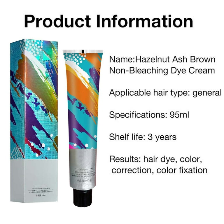 Fankiway Hazelnut Ash Brown Non-Bleaching Dye Cream, Natural Plant