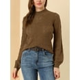 thumbnail image 6 of INSPIRE CHIC Women's Ruffled Mock Neck Long Sleeve Knit Pullover Sweater L Khaki, 6 of 6