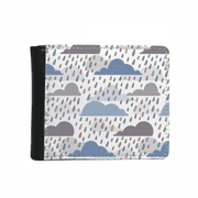 Cloud Rain Weather Drip Pattern Flip Bifold Faux Leather Wallet  Multi-Function Card Purse