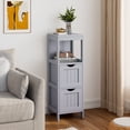 thumbnail image 2 of Costway Bathroom Floor Cabinet Storage Cabinet Side Organizer Rack w/ 2 Drawers Grey, 2 of 10
