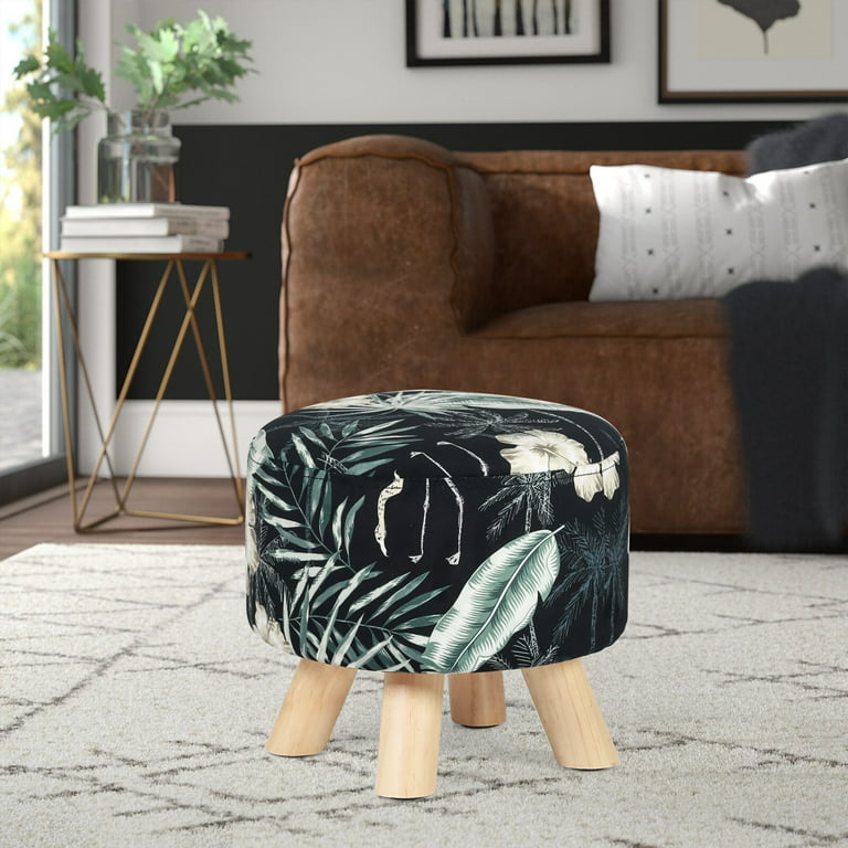 Joveco Small Foot Stool Ottoman,Fabric Footrest with Wood Legs,Soft Step  Stool,Under Desk Stool Home Living Room Bedroom Cloakroom
