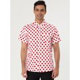 thumbnail image 3 of INSPIRE CHIC Chemise à Pois à Manches Courtes pour Homme, Boutonnée, Rouge Blanc 42, 3 of 6
