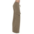 thumbnail image 3 of 2026 Wide Leg Cargo Pants Women High Waisted Bootcut Yoga Pants with Pockets Casual Plus Size Strethcy Flare Leggings Khaki XL, 3 of 6