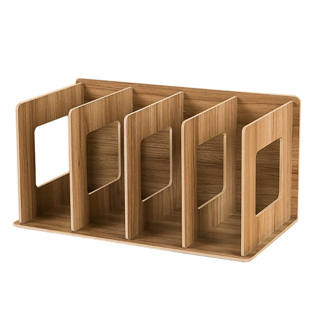 4 Grids Wooden Bookshelf Storage Rack Tabletop Bookcase Organizer Home Decor