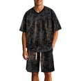 thumbnail image 6 of Xcmzpl Mens Tie Dry Outfits 2 Piece Sets Oversized Short Sleeve Shirts Baggy Wide Leg Shorts Vintage Summer Tracksuits with Pocket, 6 of 9