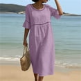 thumbnail image 5 of YuXingFu Summer Dresses for Women 2026 Maxi Crew Neck Plus Size Womens Dress 3/4 Sleeve Solid Color Long Casual Summer Purple XL, 5 of 6