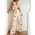 thumbnail image 5 of Yunliwuli Women 2 Piece Outfits Floral Print Tie Front Tank Tops and Wide Leg Pants Set Streetwear Beach Vacation Clothes, 5 of 9