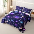 thumbnail image 3 of jejeloiu Mystical Celestial Bed Spread Queen For Men Women,Dreamy Moon Print Queen Coverlet Set,Purple Blue Black,3 Pieces, 3 of 7